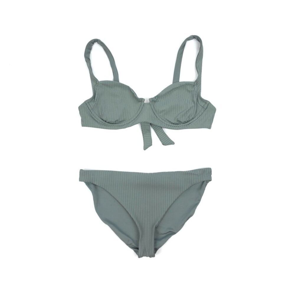 VITAMIN A Demi Top Cali High Leg Classic Coverage Bottom Sea Green EcoRib Bikini